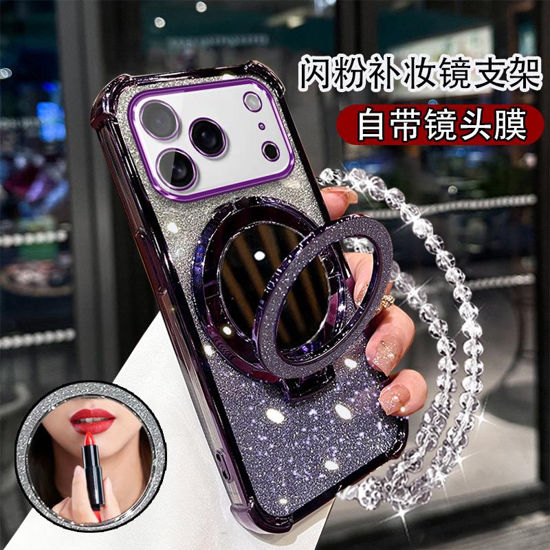 New iPhone11 Mobile Phone Case with Lens Film Apple 11Pro Mirror Holder 11 Bracelet Protective Case