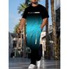 Simple Striped Printed Men's Casual Long Pants Set, Outdoor Street Fashion Trendy Men's Top And Casual Long Pants