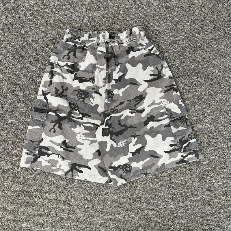 Mens Camo Cargo Shorts Loose Fit Casual Pants With Multiple Pockets Breathable Cotton Blend