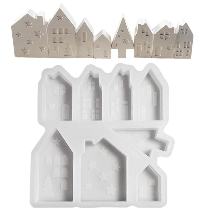 Christmas Tabletop Accent Crafting Moulds Silicone Mold Collection for House Themed Crafts and Home Display Ornament