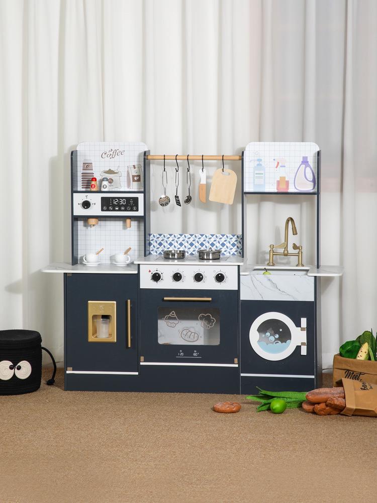 

Детский деревянный игровой кухонный набор: Красочная плита и режущаяся кухонная игрушка