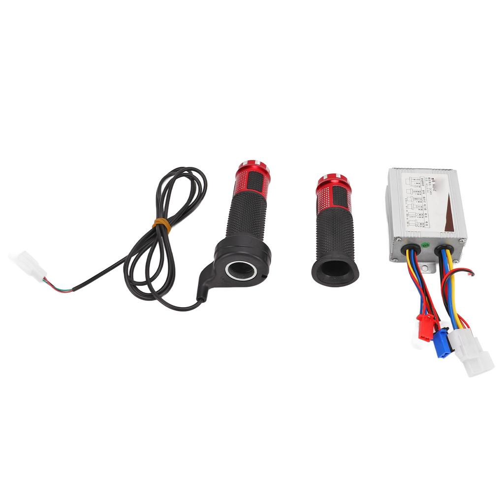 48V 500W Brushed Controller and Red Crystal Long Line Throttle Twist Grip Set for Electric Bikes