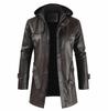 2024 Men's Mid-Length PU Leather Trench Coat - Korean Style, Youth, Plus Size