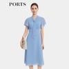 PORTS Women's Spring 2026 Sky Blue Tie-Neck Midi Dress