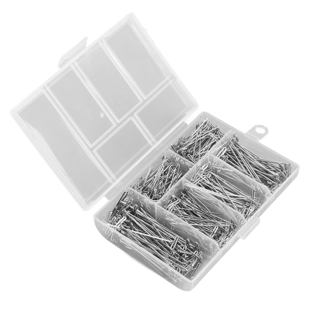 450pcs T Pins Rust Proof Steel Assorted Long Straight Pins with Clear Box for Wig Making Crafts