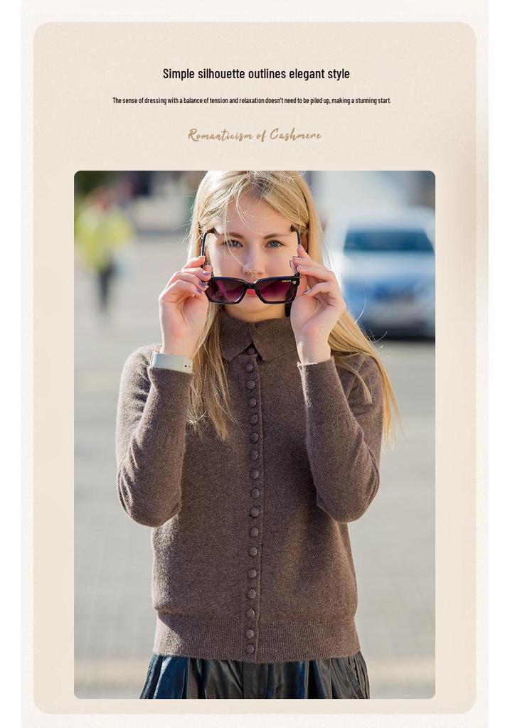 Women's Elegant Cashmere Button Cardigan - Slimming, Fashionable, Versatile Autumn/Winter Knitwear