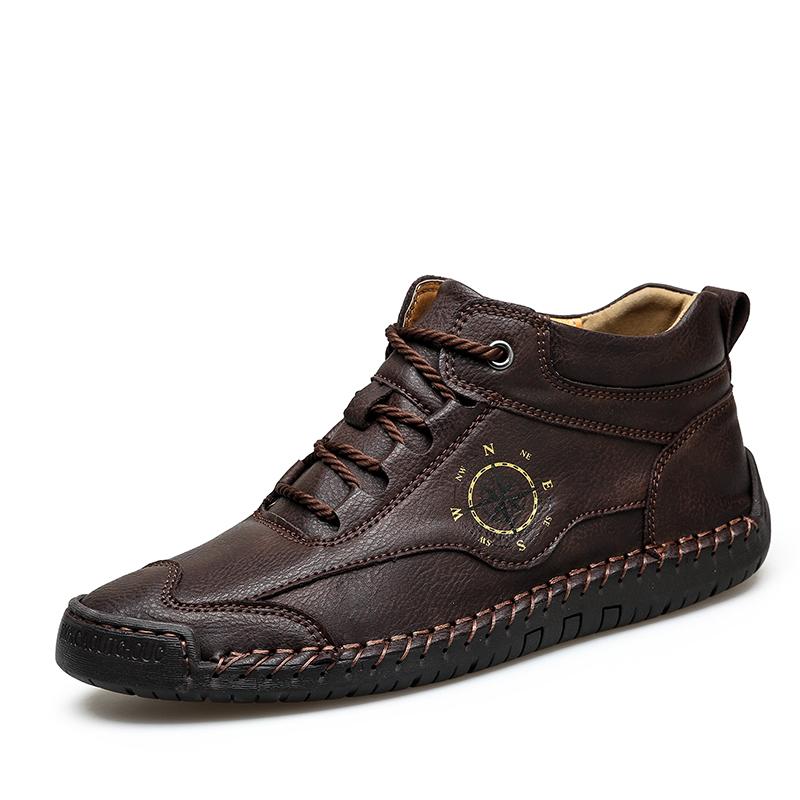 High Top Men Leather Casual Shoes Fashion Sneakers Zapatillas Hombre Spring Autumn Mens Outdoor Shoes Boots Big Size 48 9959