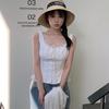 Pure little white flowers, lace waist sleeveless top, thin lace, pure desire for sweet girls, vest women