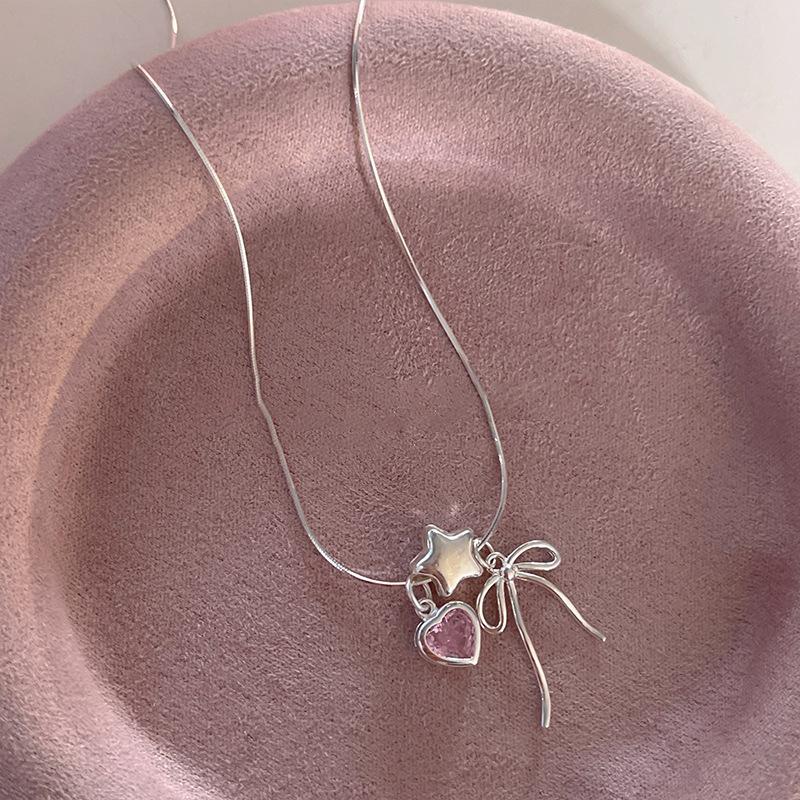 925 Silver Zircon Love Heart Bracelet For Women Bowknot Stars Bead Snake Bone Chain Jewelry Gift Dropship