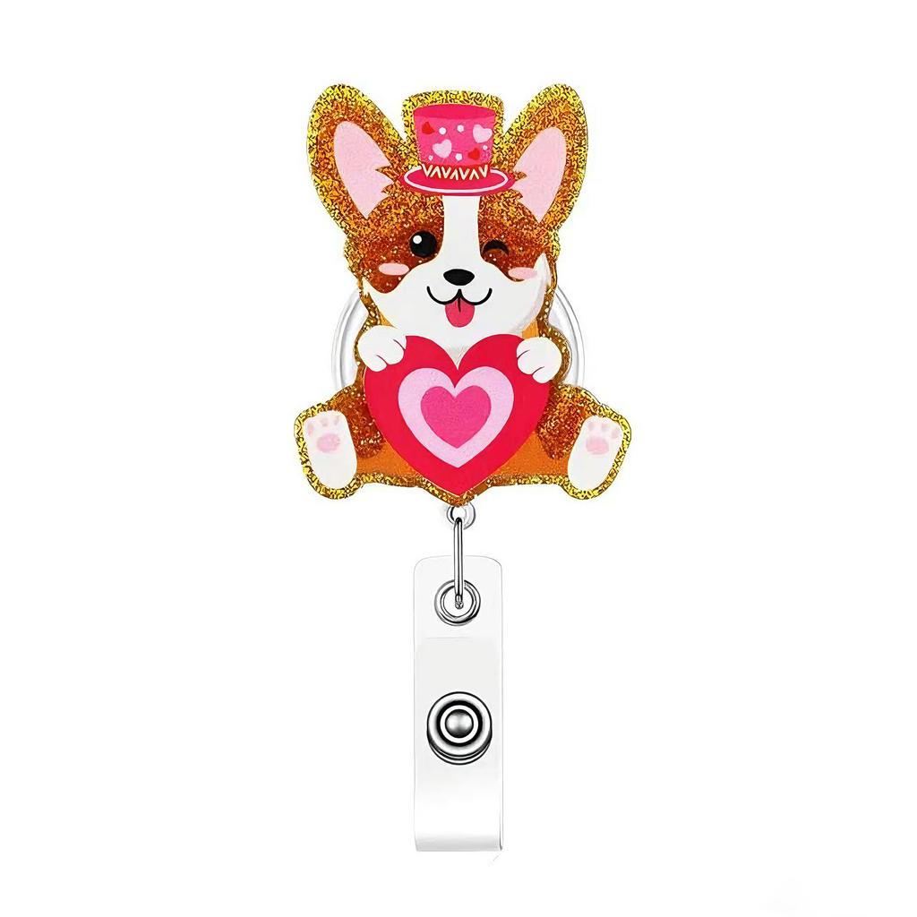 Swivel Badge Holder Lightweight Cute Badge Reel Retractable Id Badge Reel Acrylic For Valentine'S Day Gift Doctor Id Display