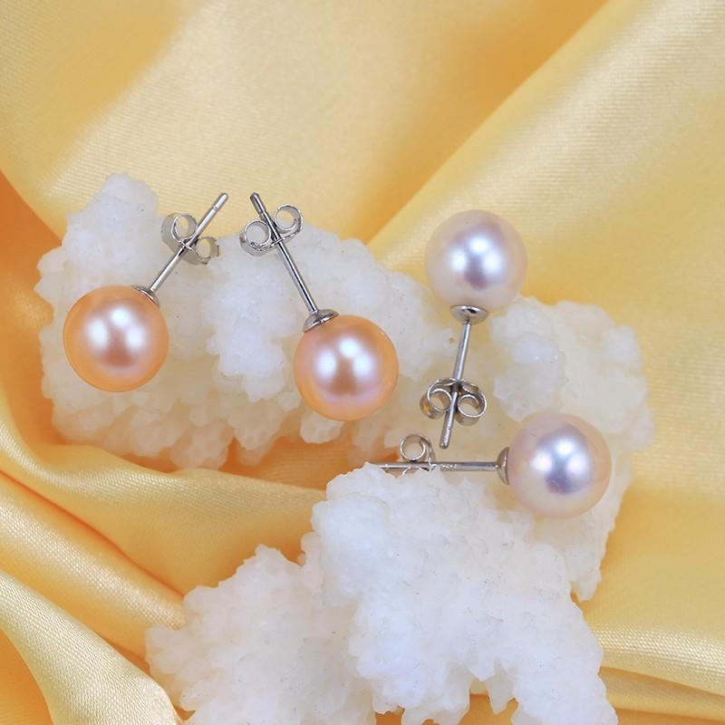 HENGSHENG 2019 AAAA Perfect Round Natural Pearl Earrings, Fine 925 Sterling Silver Jewelry Stud Earrings, New Women Earrings
