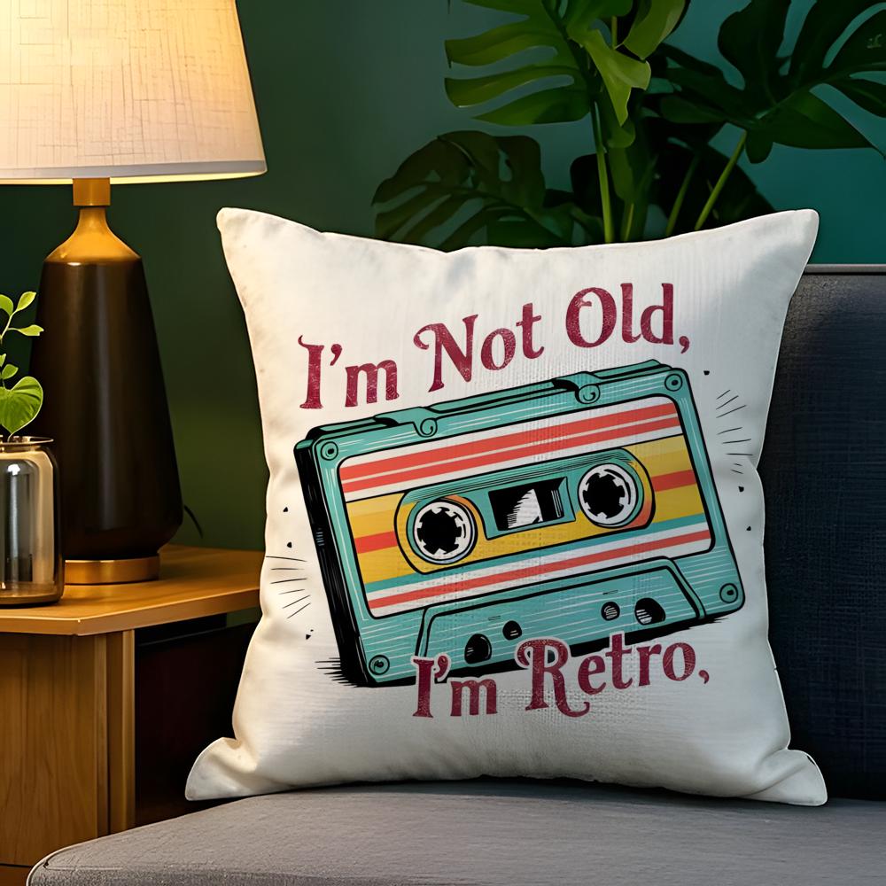 Pop Art Retro Cassetteband Kussensloop Natuurlijk Linnen Kussensloop Dubbelzijdig Decor Bank Kussensloop Woondecoratie