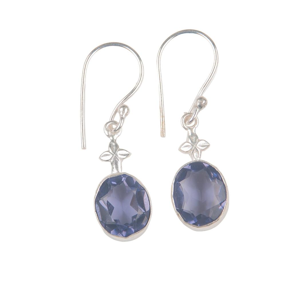 Natural Iolite Gemstone 925 Sterling Silver Designer Jewelry Earrings For Wife EE-6-9