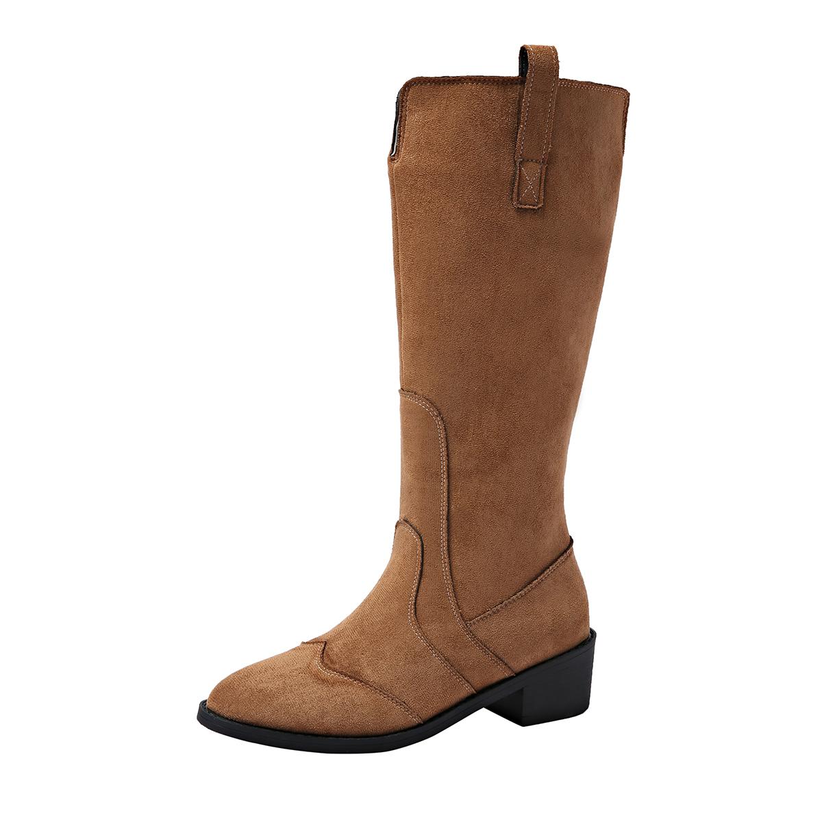 

2025 Женская обувь, высокие женские сапоги, горячая распродажа, современные сапоги, женские, сшитые, с острым носком, на среднем каблуке, туфли больших размеров для женщин 43 коричневый