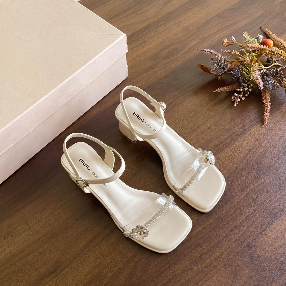 

Female Sandal 2025 Women s Med Block Heels Ladies Shoes Summer Girls New Medium Fashion Chunky High Comfort Retro Beige 40 бежевий