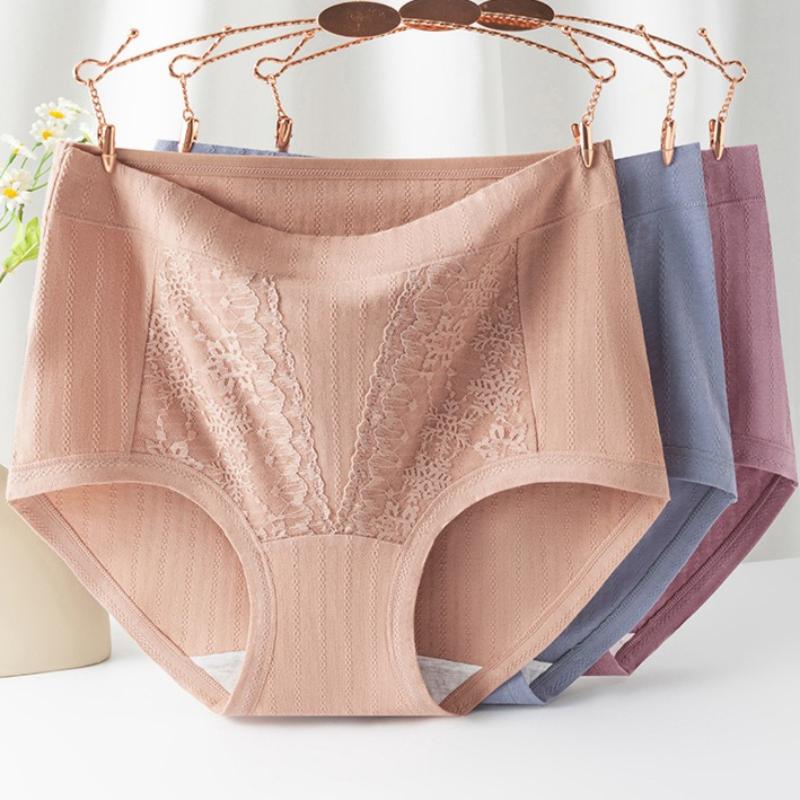 Plus Size Ladies Spring and Summer New Pure Cotton 10A Antibacterial Extension Crotch High Waist Briefs