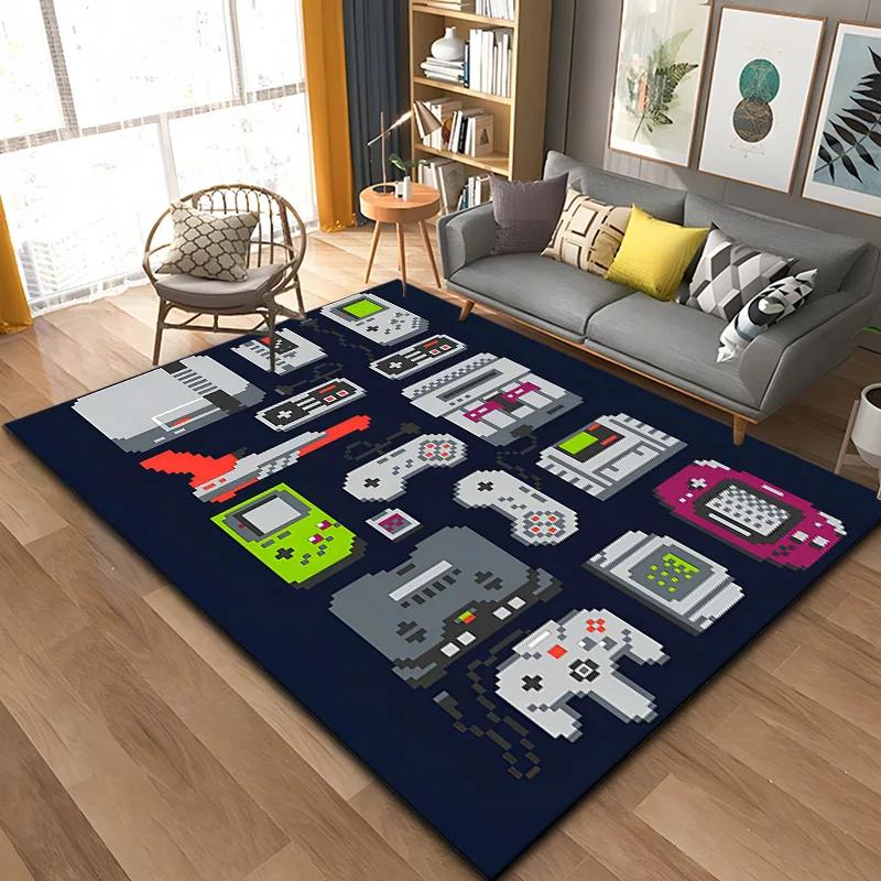 3D 80er Jahre Gamer Controller Bereichsteppich Groß, Teppich für Wohnzimmer Schlafzimmer Küchendekoration, Teppiche für Schlafzimmermatte Zuhause