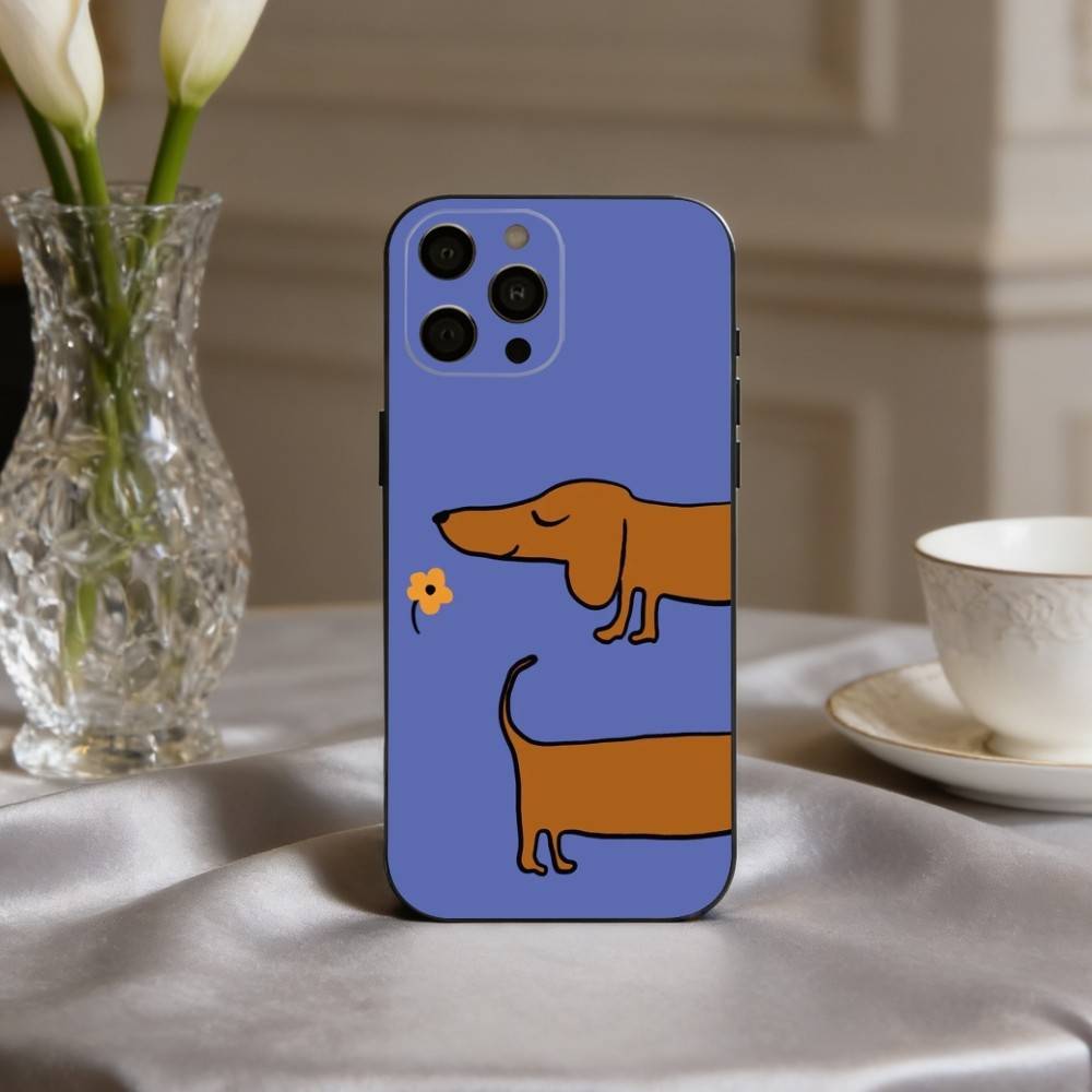D-Dackel S-Silhouette ART D-Hund Handyhülle Für iPhone 17,16,15,14,13,12,11 Plus,Pro Max,XS,Weiche Silikon Schwarze Hülle