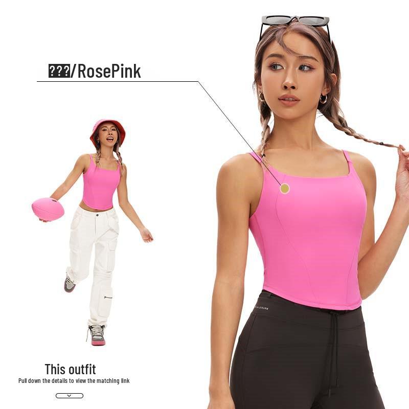 

Женский сексуальный спортивный топ-майка с нагрудными вкладышами - Универсальный топ для йоги с ощущением обнаженности Medium