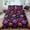 Halloween Theme Duvet Cover Set Cartoon Pumpkin Bat Print Bedding Set Soft Comfortable Breathable Duvet Cover For Bedroom