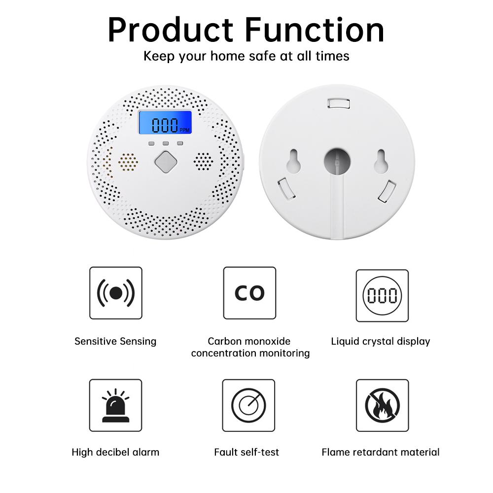 Portable Carbon Monoxide Detector Tuya WiFi Smart Carbon Monoxide Alarm Suitable for homes, offices, etc.
