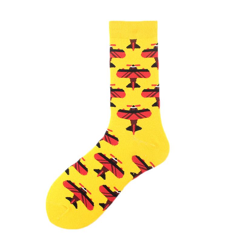 Happy Funny Unisex Painting UFO Astronaut Outer Space Rocket Men Crew Socks Male Boys Streetwear Cotton Causal Skateboard Sox