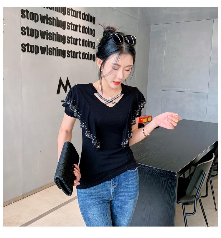 2025 Spring Mesh Fashion Hollow-Out Ruffle Long Sleeve Women's Top