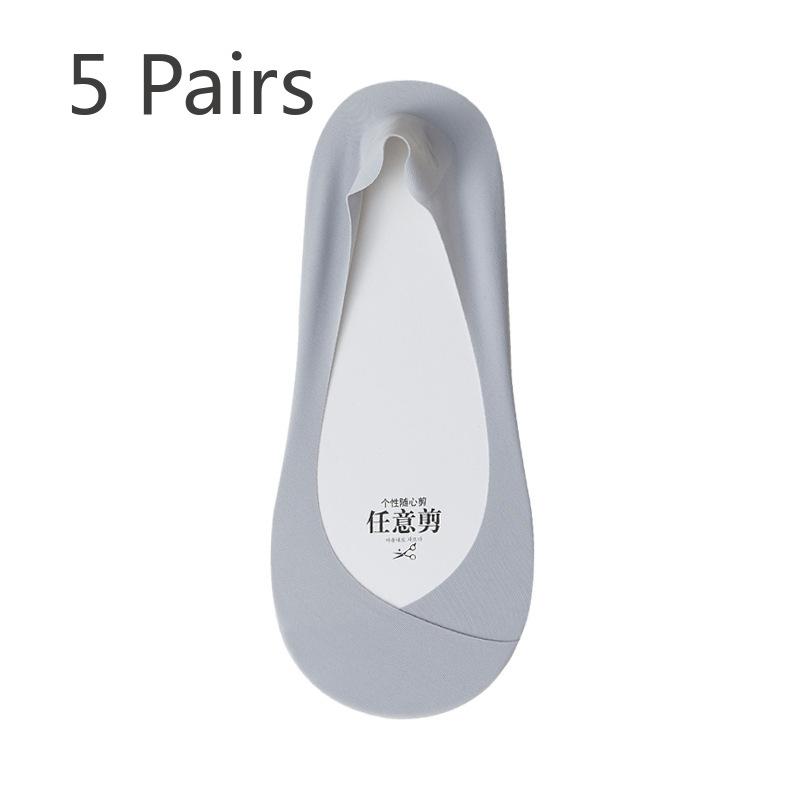 5 Paar Eis Seide Bootssocken Damen Sommer Dünne Rutschfeste Fersen Socken Socken Flacher Ausschnitt Unsichtbare Socken