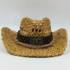 cowboy straw hat wholesale natural corn grass handmade cowboy hats For Men And Women Sun Protection Hats Outdoor Wide Brim cap
