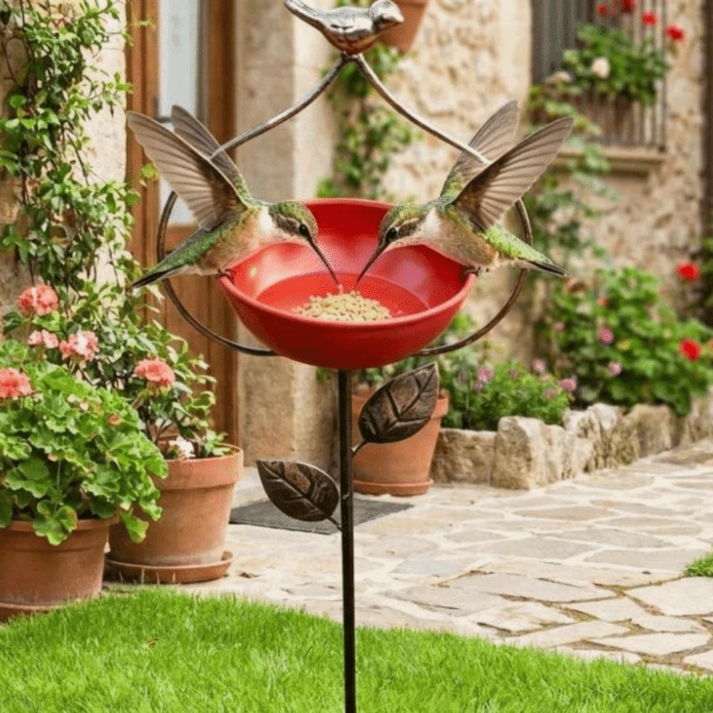 Cast Iron Outdoor Bird Bath Large Capacity Bowl Feeder Bird Water Drinker  Outdoor Yard красный