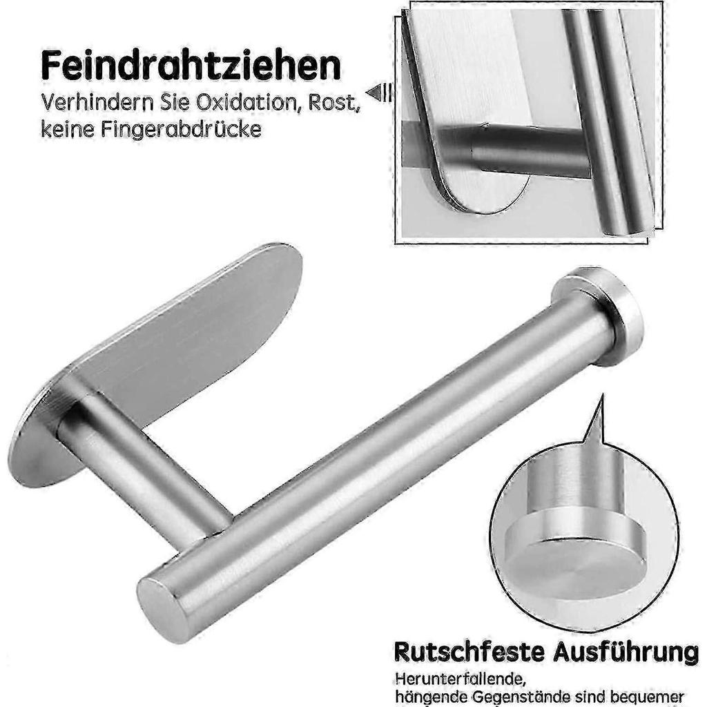 No-drill Toilet Roll Holder For Bathroom And Laundry Room, Sus304 Stainless Steel, Brushed Nickel, Silver