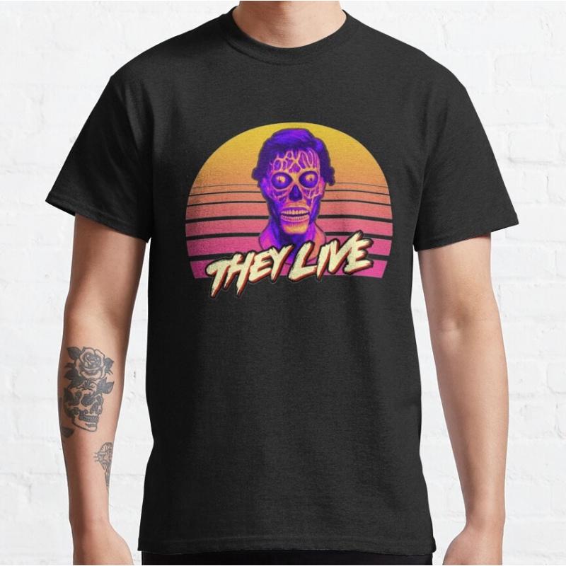 Retro Sic-Fi They Live sunrise Gift T Shirt John Carpenter Vintage Horror movie Alien film Grap