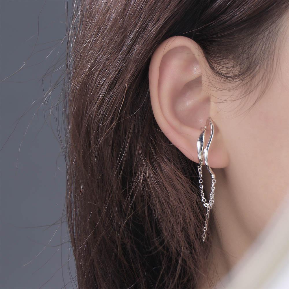No Pierced C Shape Tassel Irregular Women Ear Clip Dangle Earrings Clip On Earrings Korean Ear Cuff