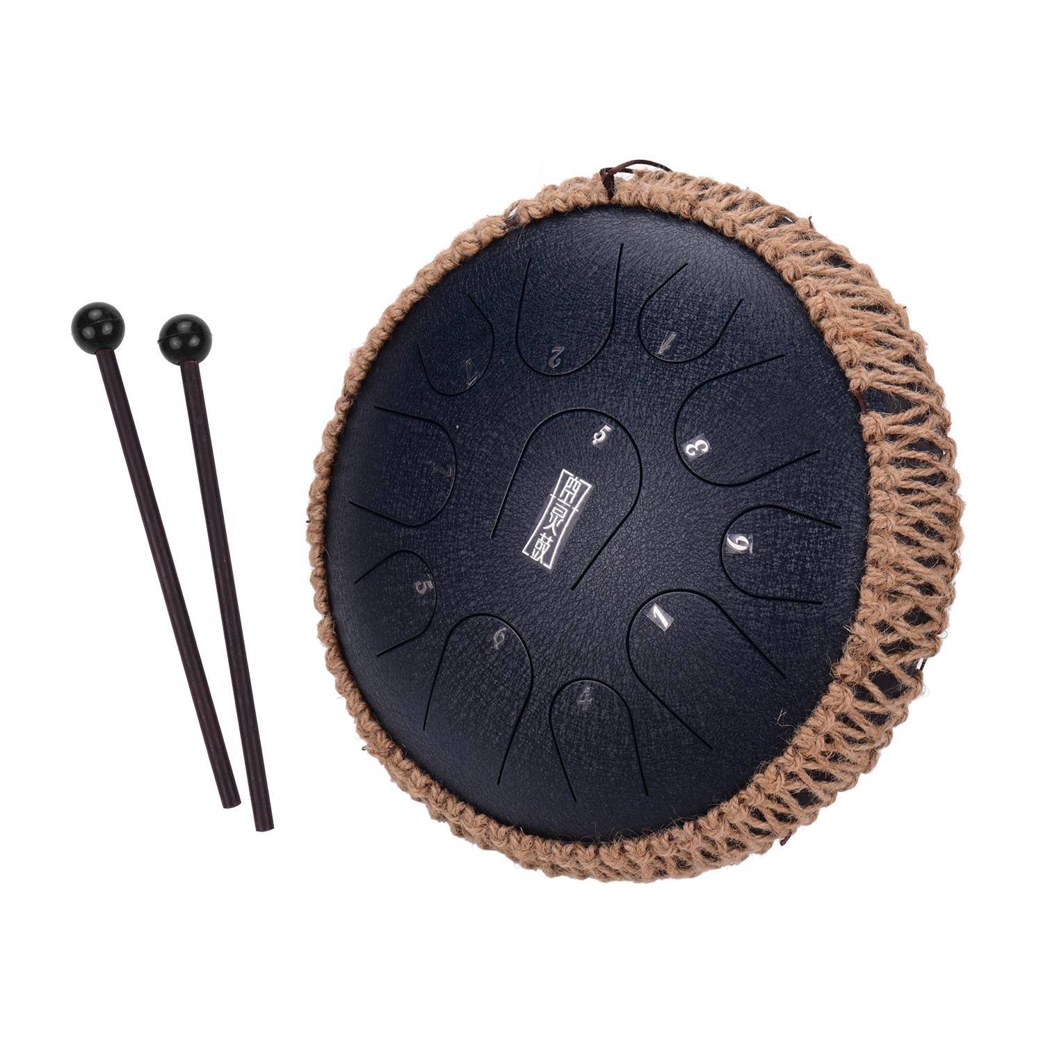 

12 дюймов портативный стальной язычковый барабан 11 нот C Key Handpan Drum Travel Drum ударный инструмент темно-синий