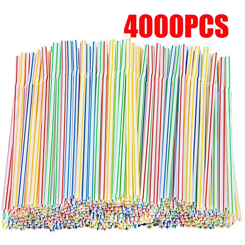 1000-4000Pcs Multicolor Kunststof Straws for Wedding Party Supplies Beverage Kitchen Cocktail Drinking Straws pajitas plastique
