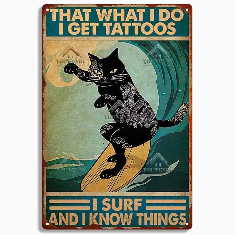 Retro Blechschild Plakette Metall Vintage Lustige Katzenkunst Poster Heimdekoration für Wohnzimmer Haustierbedarf Wanddekoration
