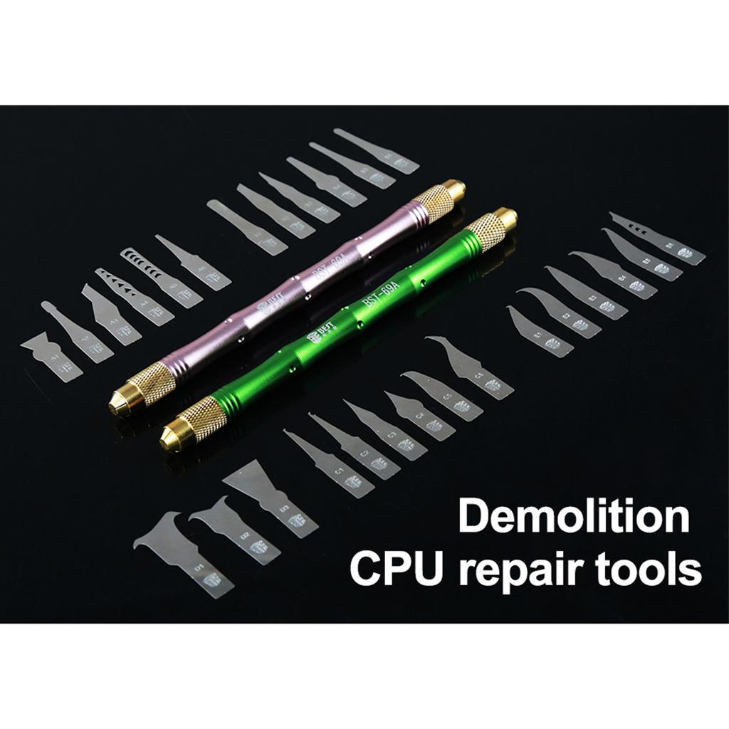 BST-69A+ 28 In 1 Hand Finish Blades CPU IC Chip Glue Remover Knife Motherboard Pcb Underfill Clean Scraping Pry Tool