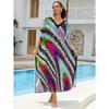 Plus Size Beach Print Dress for Women Bat Sleeve Bikini Suntan Cover Up