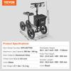 Folding Knee Scooter, Aluminum Steerable Knee Walker with Height-Adjustable Handlebar & Knee Pad, 12" All-Terrain Wheels, Dual Brakes, Leg Recovery