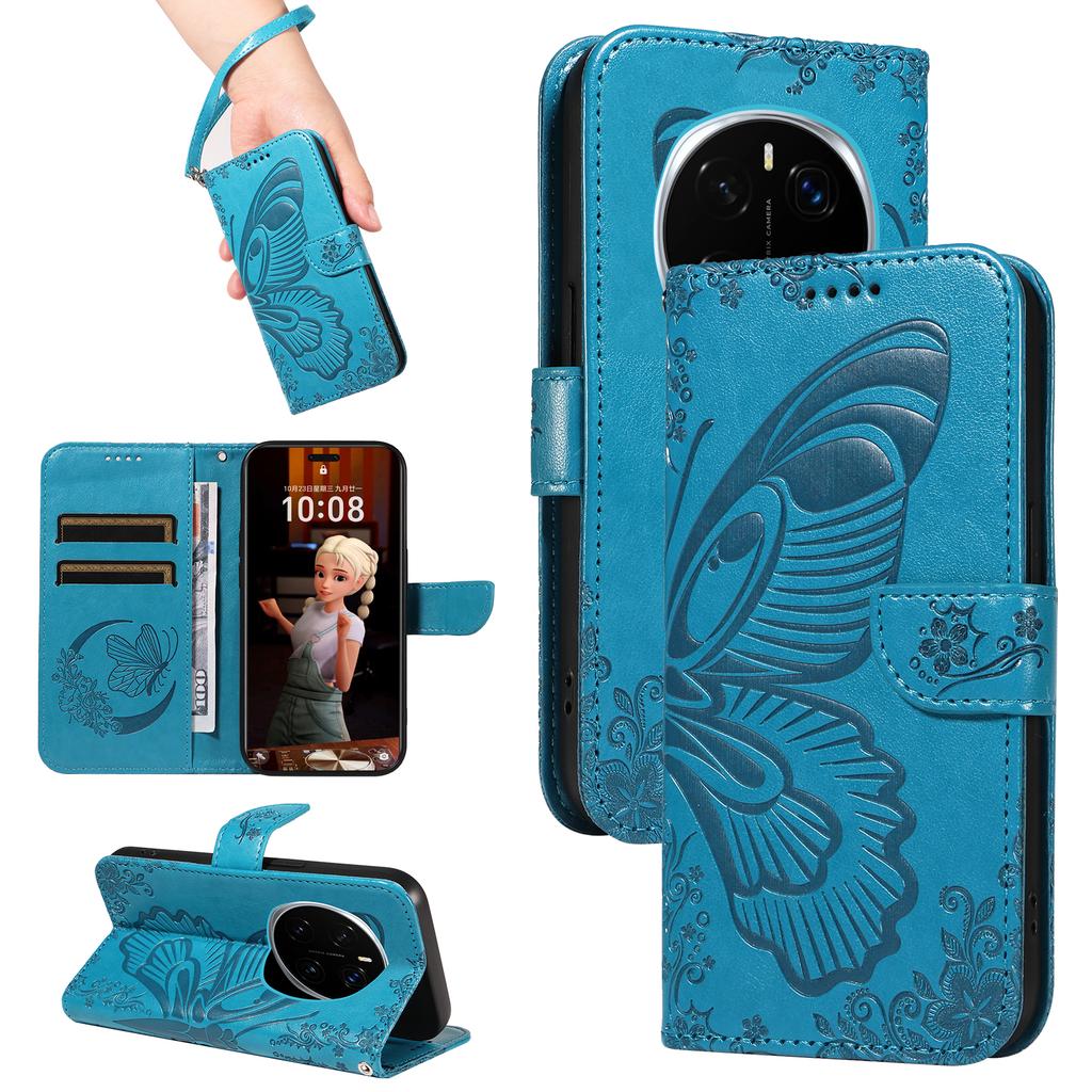For Honor Magic7 Pro 5G Case Butterfly Pattern PU Leather Folio Flip Phone Cover