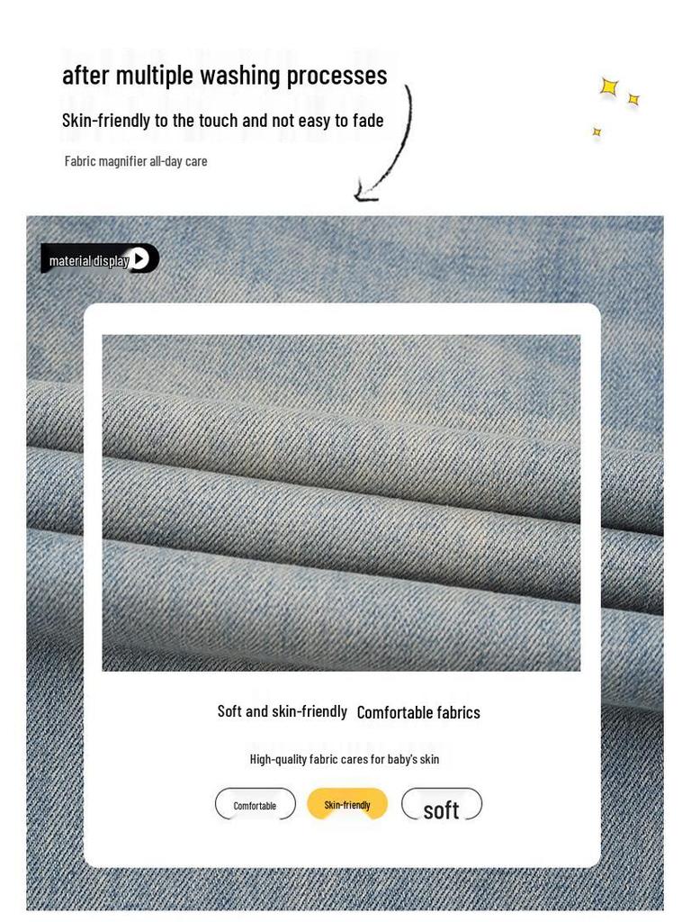 Chłopięce dżinsy na wiosnę i jesień 2025, fajny streetwearowy krój z prostymi nogawkami