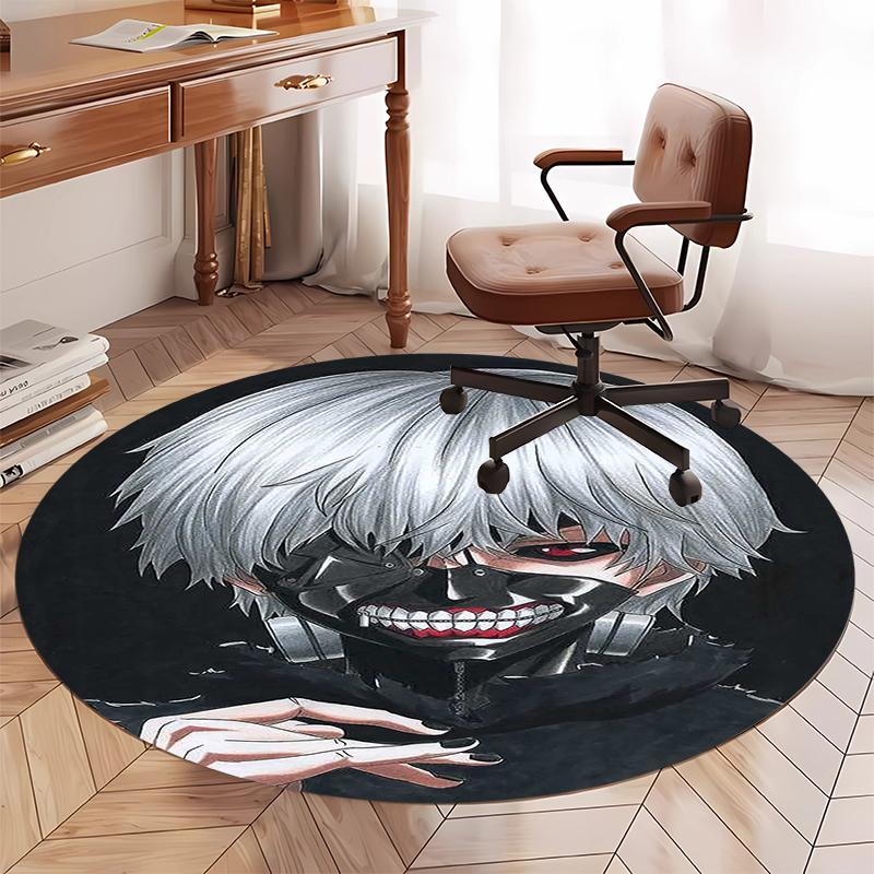 Tokyo Ghoul Printed Round Rug Carpet Chair Rug Area Rug Entryway Doormats,for Office Chair Living Room Bedroom Kitchen Room.