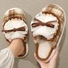 Bow Cotton Slippers Winter Indoor Home Household Plush Warm Cute Thick-bottomed Fluffy Slippers Winter