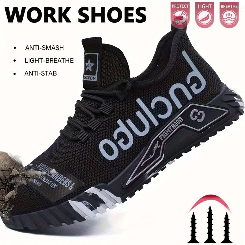 Steel Toe Protection Shoes Anti Smashing Anti-Puncture Men's Safety Shoes Lightweight Breathable Men's Resistant Work Shoes