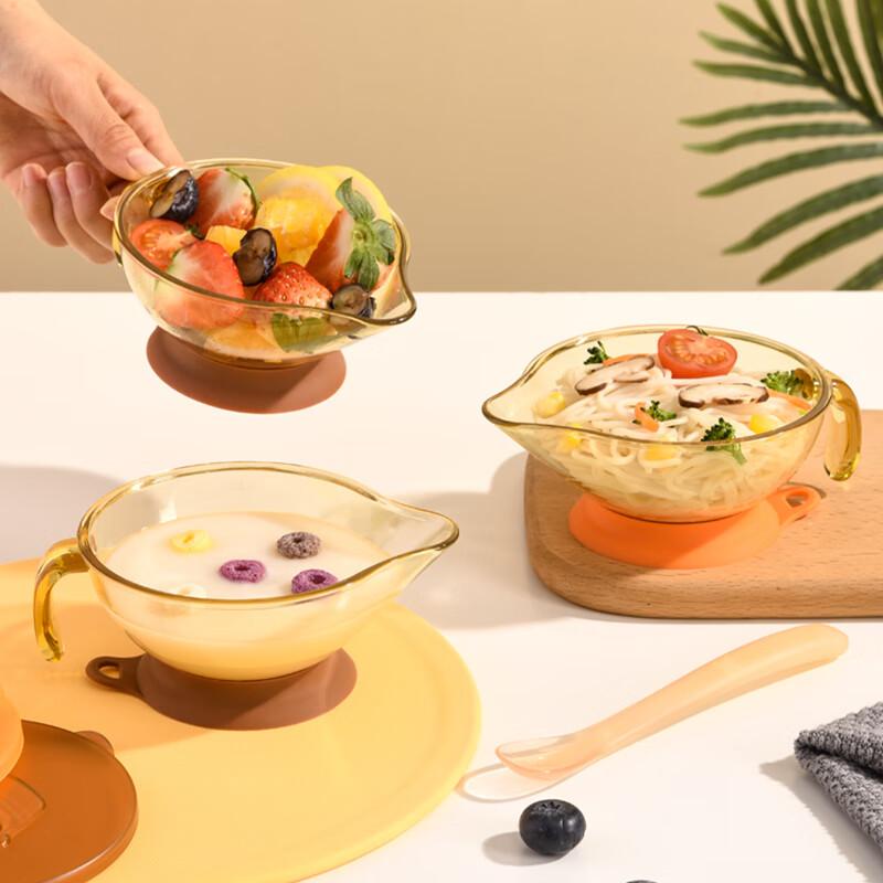 COOKSS Baby Food Bowl, Newborn Grinding Bowl, Feeding Water to Babies, Rice Powder And Porridge Eating Utensils, Bowl And Spoon Set with Lid