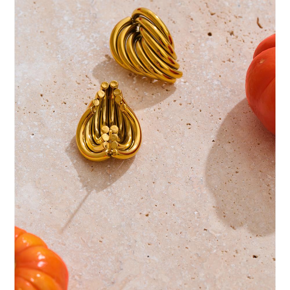 Eetit Casting Stainless Steel Geometric Stud Earrings 18K Gold PVD Plated Fashion Daily Statement Waterproof Jewelry Accessory
