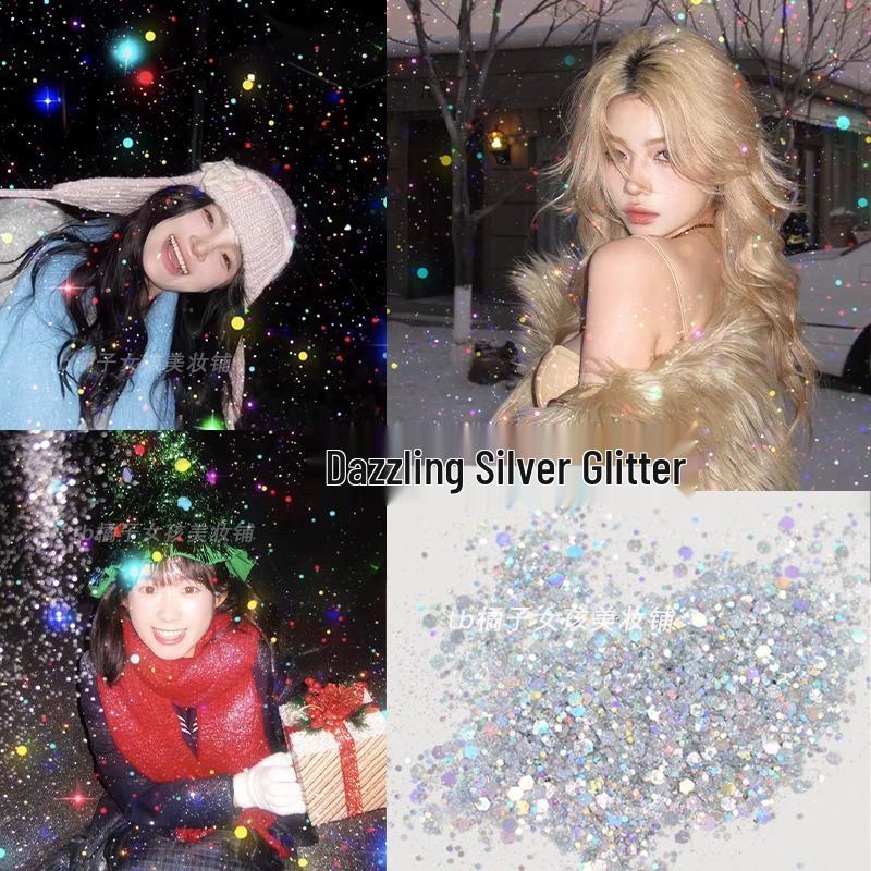 Festliche Glitzer Schneeszene Foto-Requisiten mit silbernem Glitzer