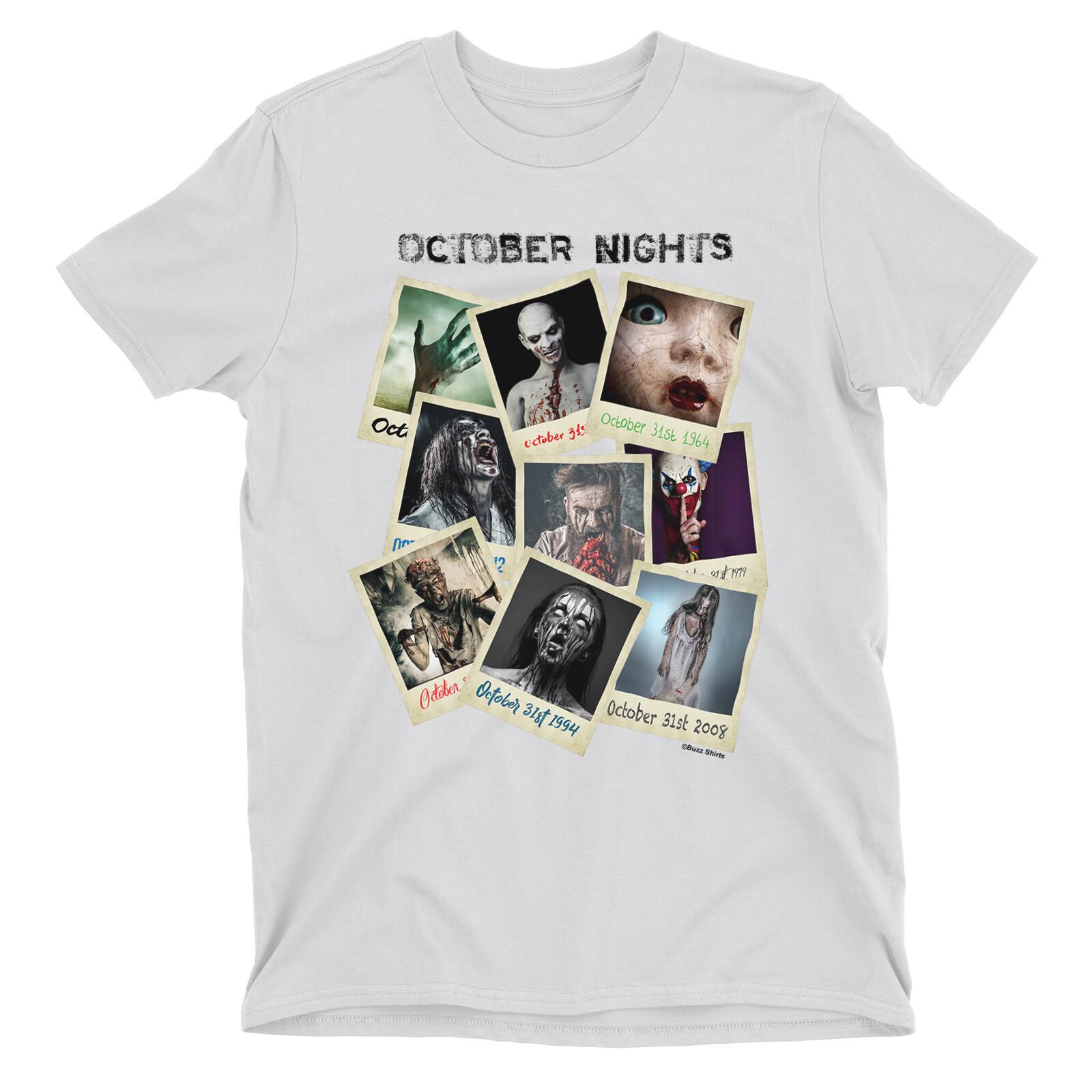 October Nights T-Shirt Mens Womens Tees Top HALLOWEEN Spooky Costume Party Womens Mens Scary 3XL