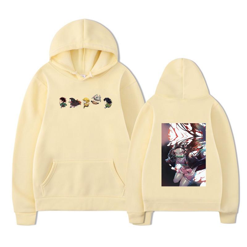 Autumn Winter Japanese Anime Hoodie Sweatshirt Print Letter Oversize Pullover Casual Fashion Street Long Sleeved Top