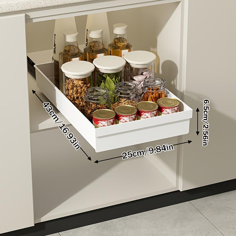 

No-Drill Magic Tray Heavy-duty slide-out organizer for cabinets/sinks. Easy install, huge space saver! Perfect for tiny homes